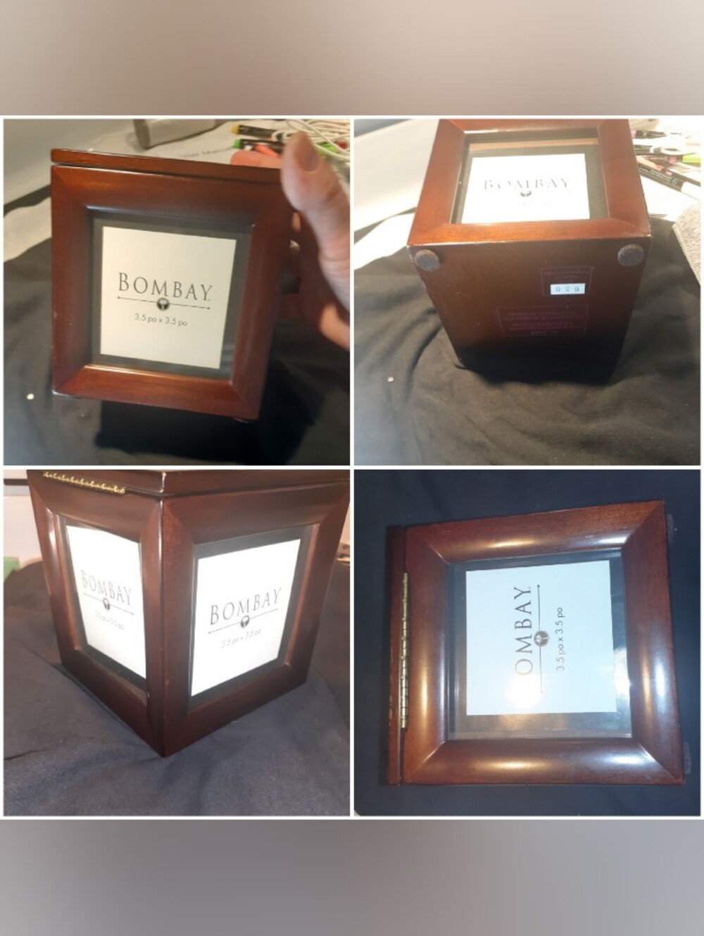VTG Bombay Company 3.5" Photo Cube Coffee Table Box